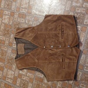 Vintage suede leather vest brown made in Argentina